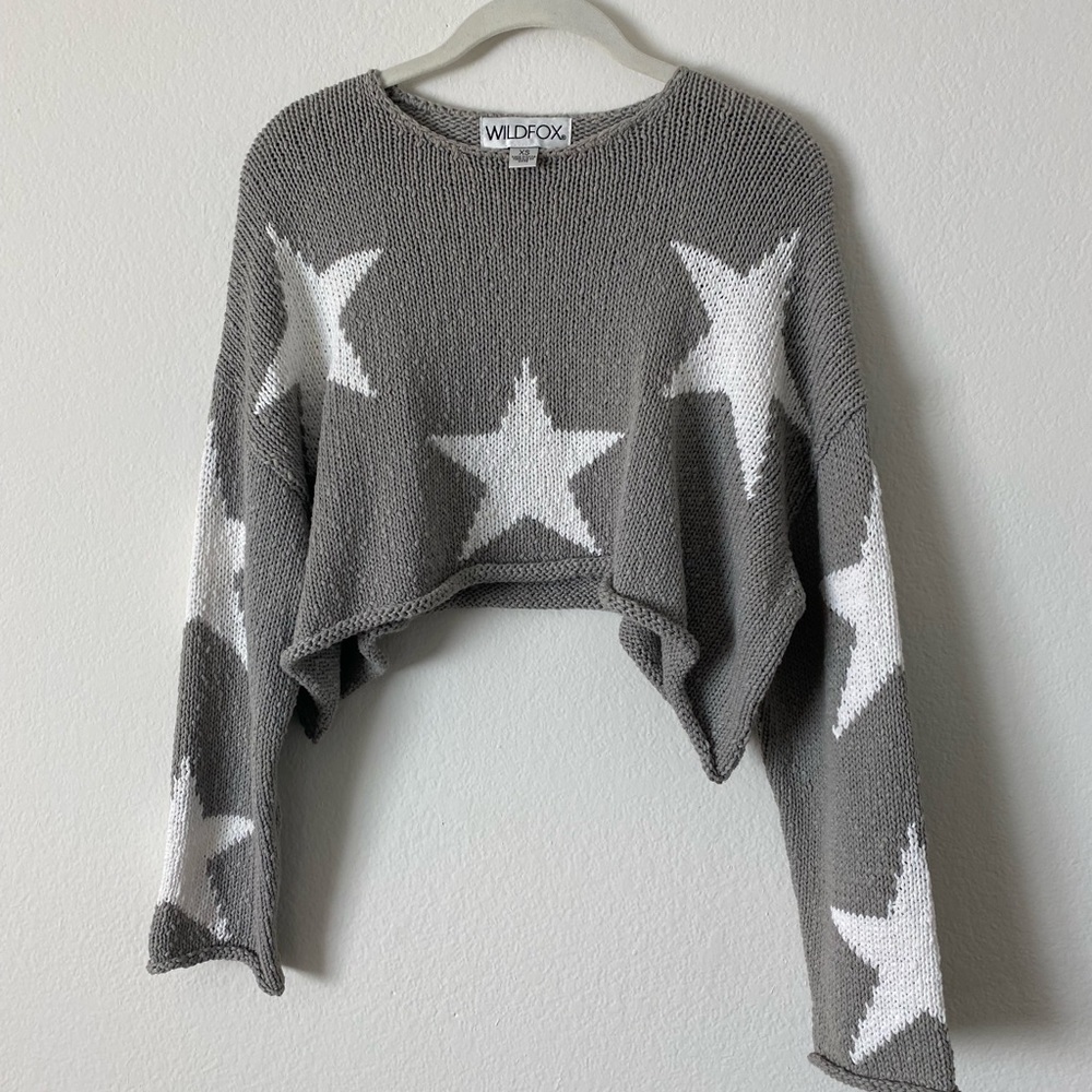 Wildfox Cropped Knit Star Sweater